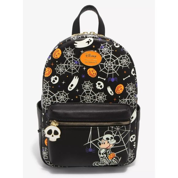 Her Universe Disney Backpack Mickey Mouse Halloween Skeleton Glow In The Dark